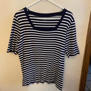 Navy blue and white striped top